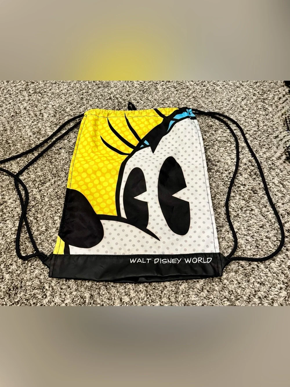 Disney Yellow Black White Mini Mouse Reverse Mickey Mouse Drawstring Bag